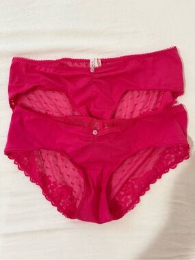 Victoria's Secret Bright Pink Lace Bikini Briefs - Set of 2